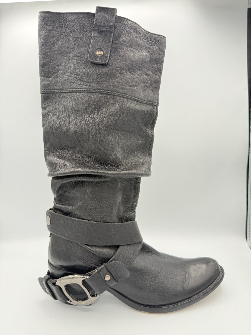 Vintage Arnold Churgin Tall Slouchy Leather Boots Harness Bohemian  37